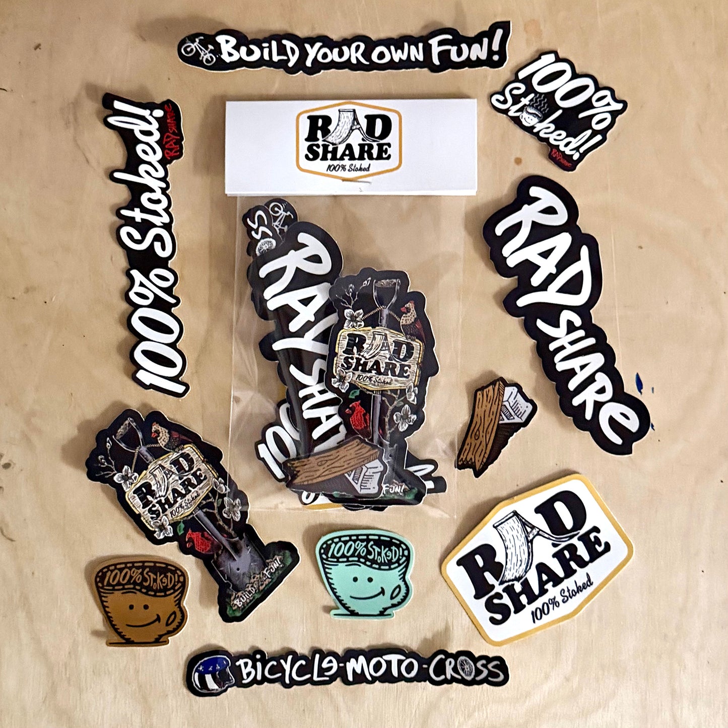 100% Stoked sticker pack